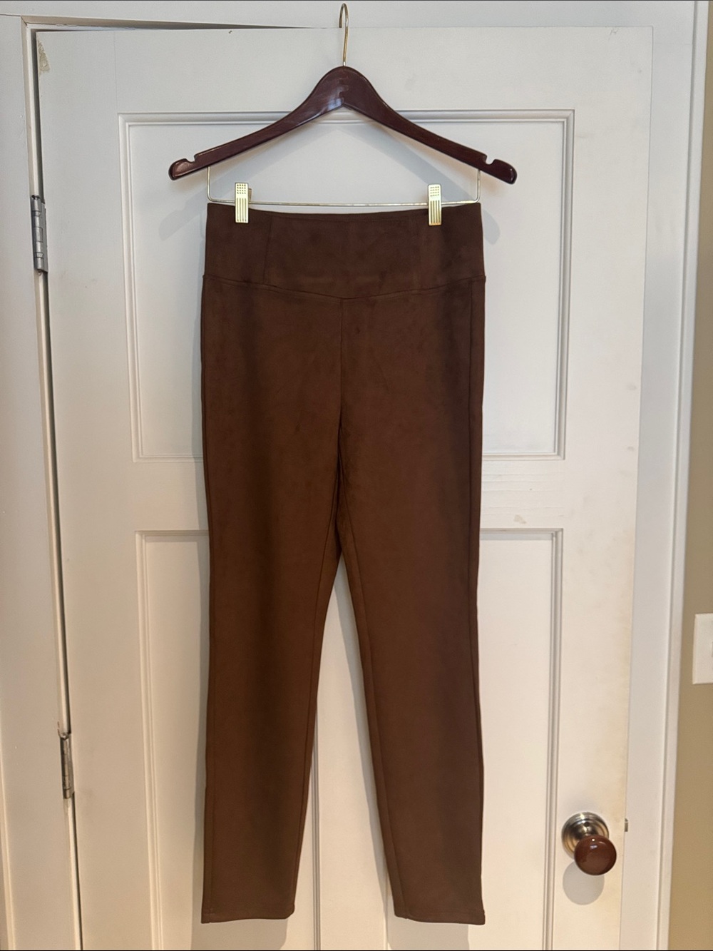 Laundry By Shelli Segal Brown Faux Suede High-Waist Ponte Leggings